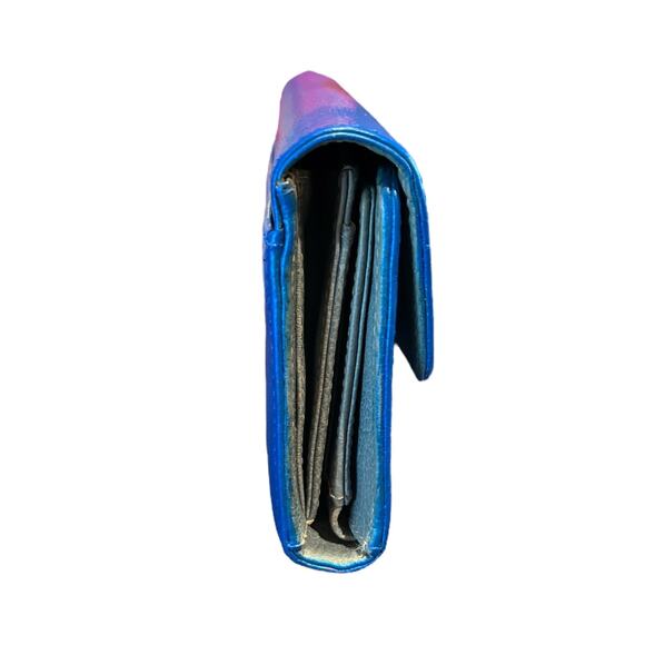 VINTAGE KATE SPADE Refurbished Leather Wallet Multi Comparment Snap Closure Blue - Picture 4 of 7